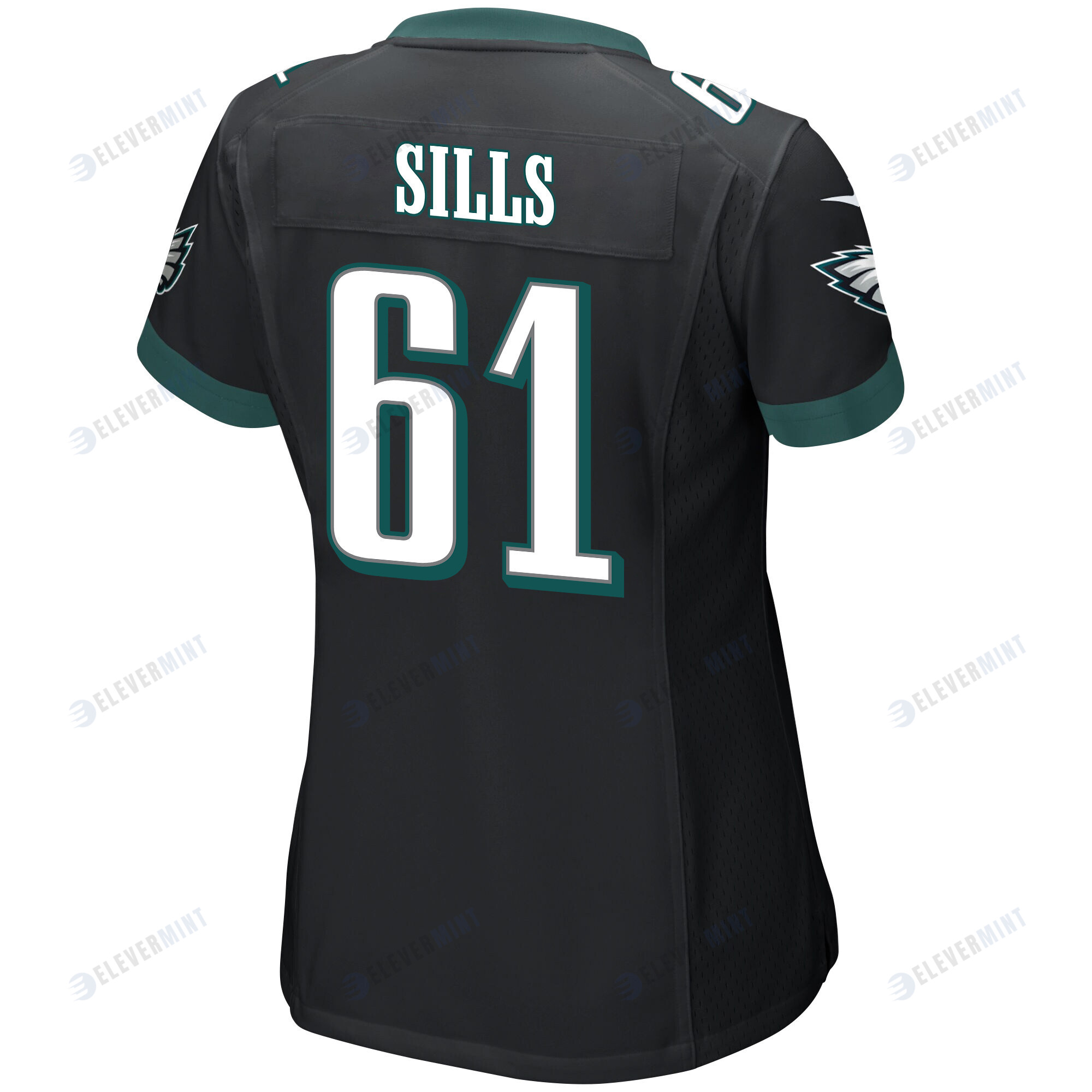 Josh Sills 61 Philadelphia Eagles Super Bowl LVII Champions Women Game Jersey - Black