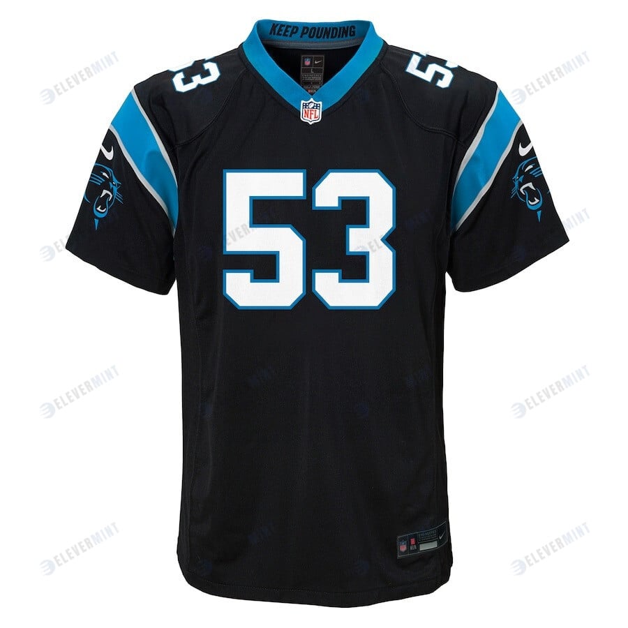 Brian Burns 53 Carolina Panthers Youth Game Jersey - Black