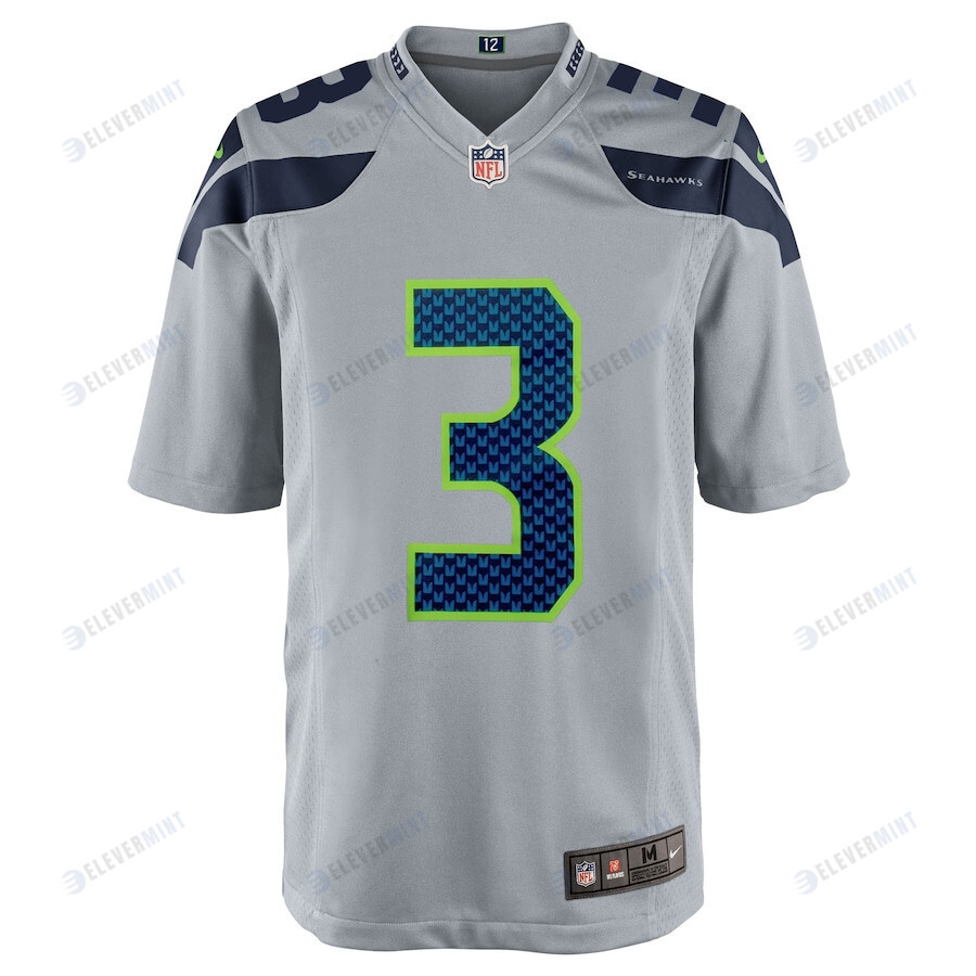 Russell Wilson 3 Seattle Seahawks Men Alternate Game Jersey - Gray