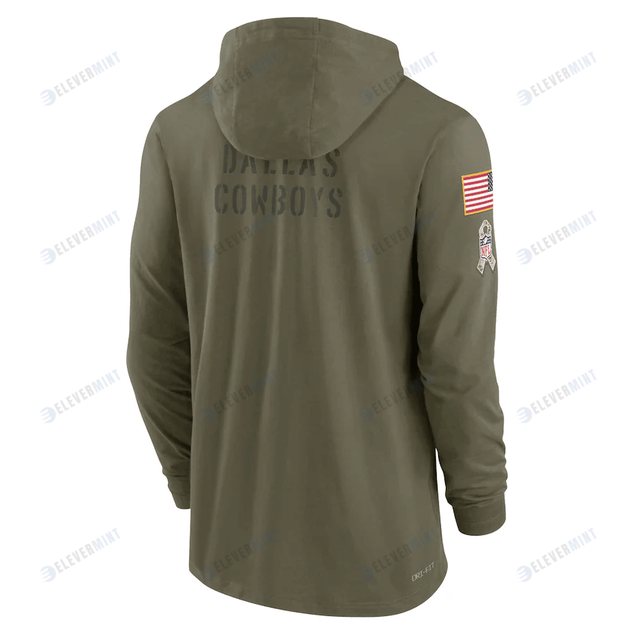 Men Dallas Cowboys 2022 Salute to Service Tonal Pullover Hoodie - Olive