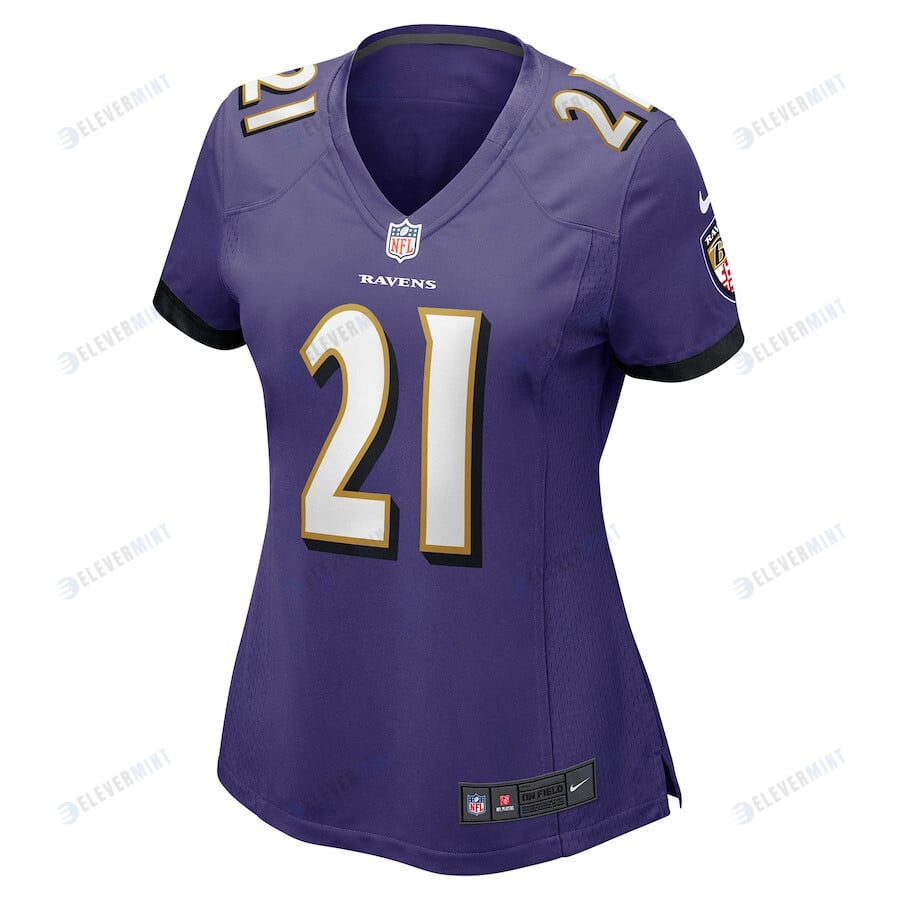 Brandon Stephens 21 Baltimore Ravens Women Game Jersey - Purple