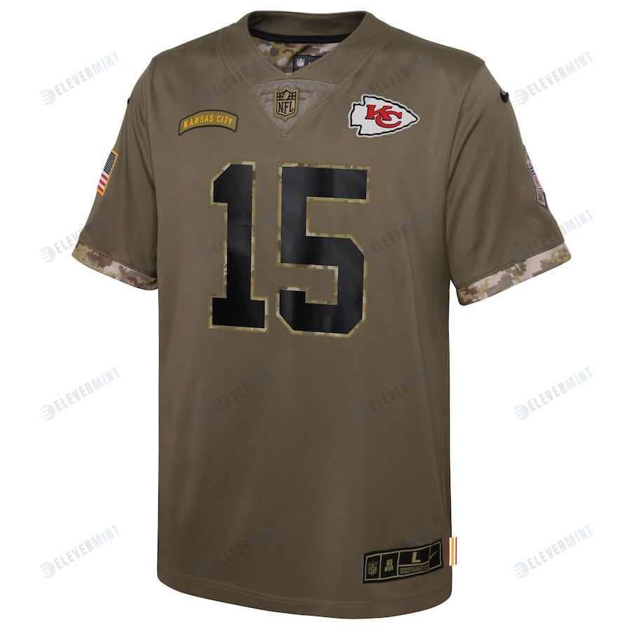 Patrick Mahomes Kansas City Chiefs 2022 Salute To Service Player Limited Jersey - Olive