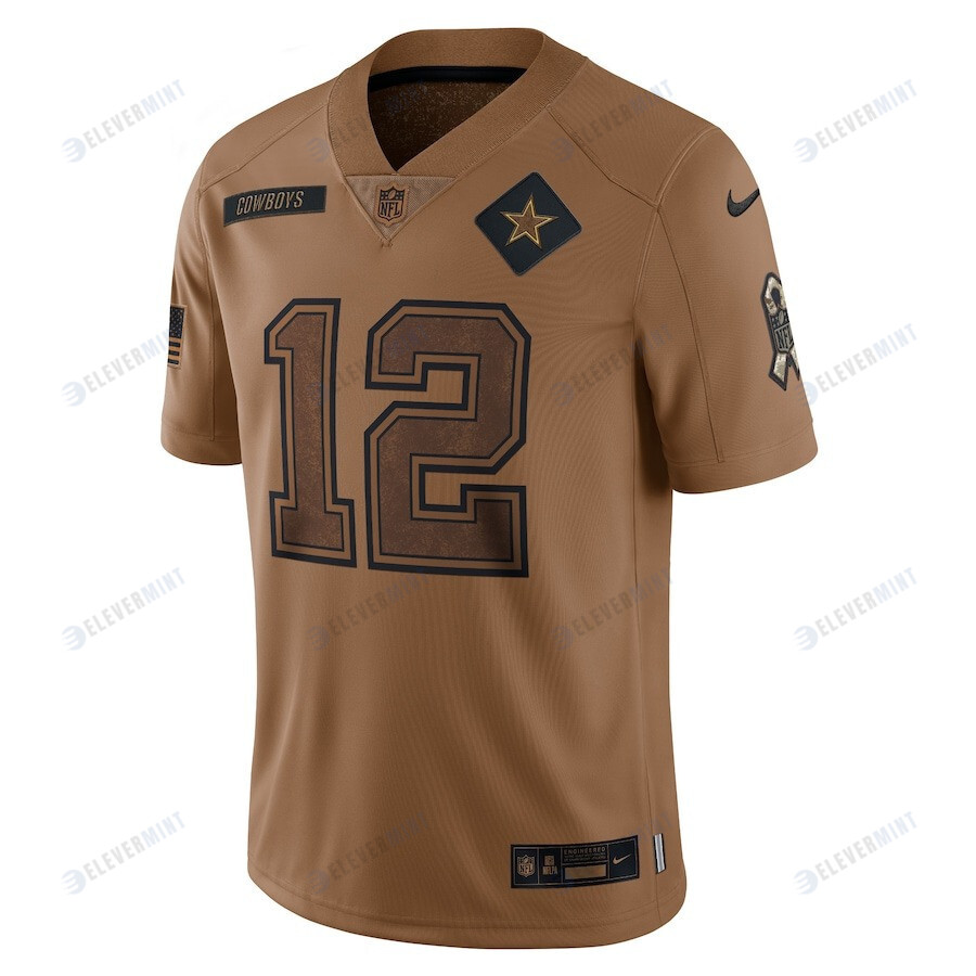 Roger Staubach 12 Dallas Cowboys 2023 Salute To Service Limited Jersey - Brown