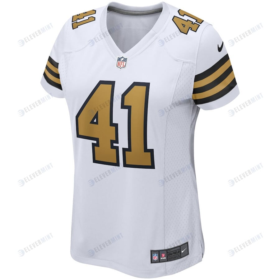 Alvin Kamara 41 New Orleans Saints Women's Alternate Game Jersey - White
