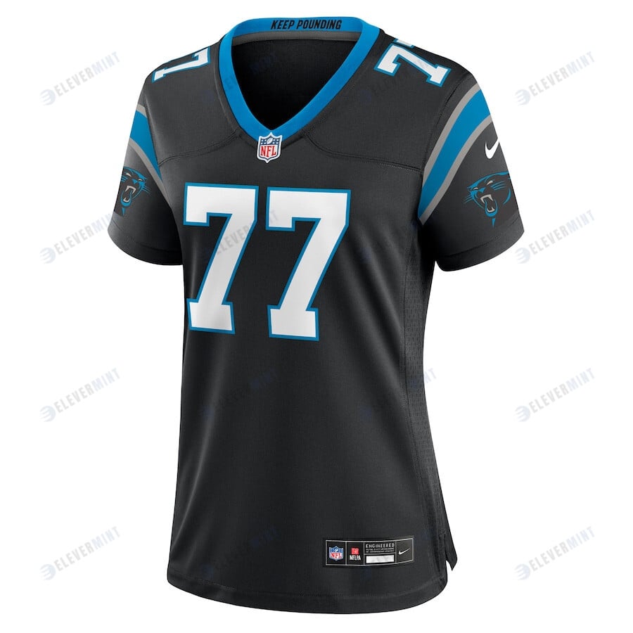 Deonte Brown 77 Carolina Panthers Women's Team Game Jersey - Black