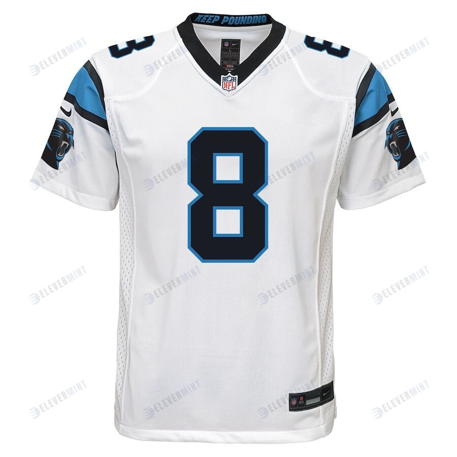 Jaycee Horn 8 Carolina Panthers Youth Game Jersey - White