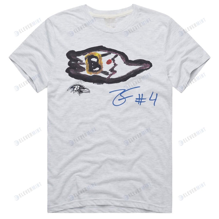 Homage Rookies Paint: Baltimore Ravens by Zay Flowers T-Shirt - Ash