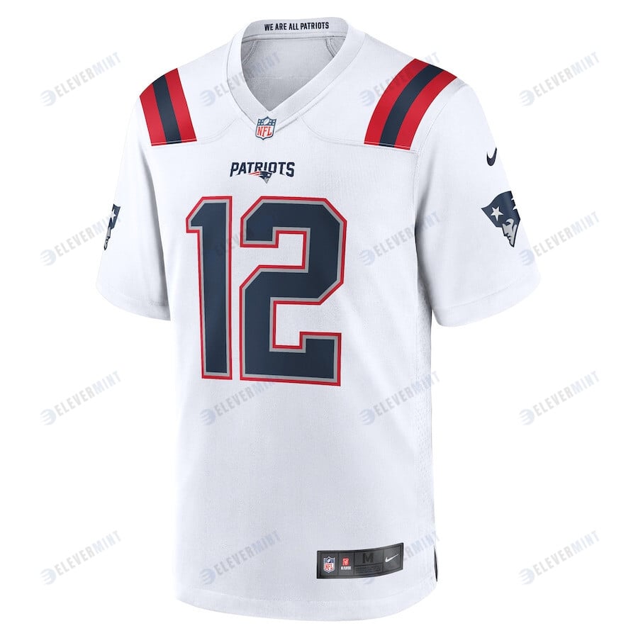 Tom Brady 12 New England Patriots Men Retired Game Jersey - White