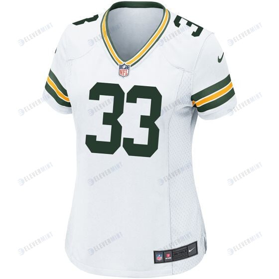 Aaron Jones 33 Green Bay Packers Women Away Game Jersey - White