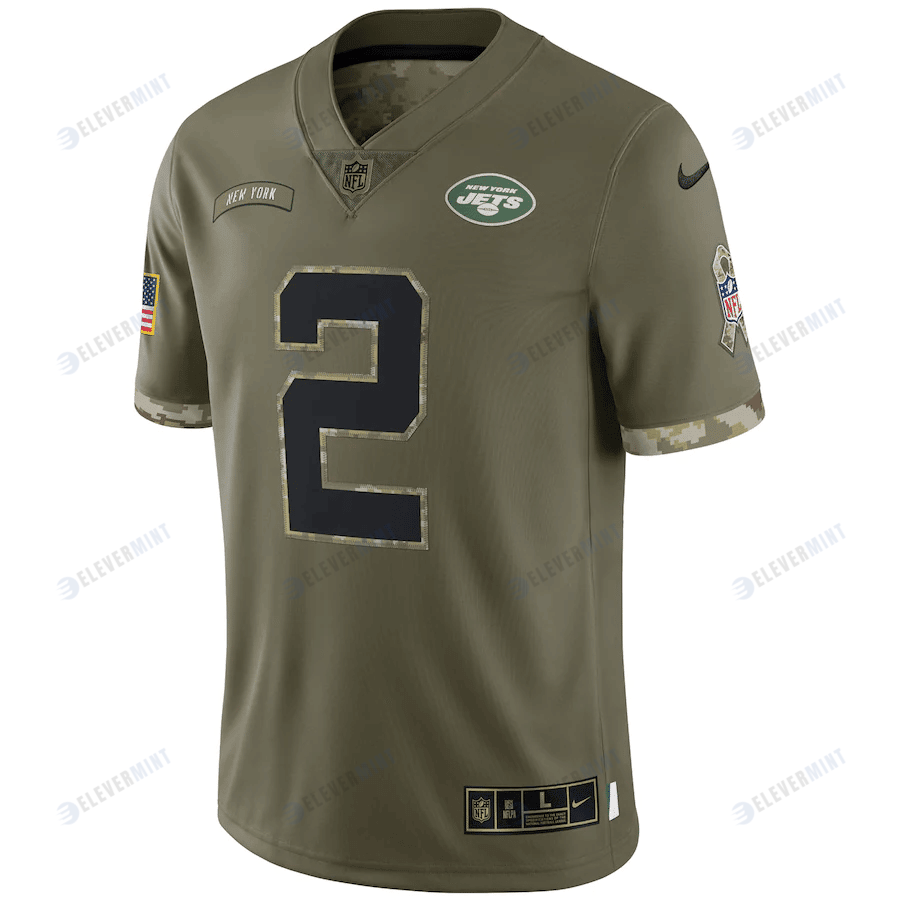 Zach Wilson New York Jets 2022 Salute To Service Limited Jersey - Olive