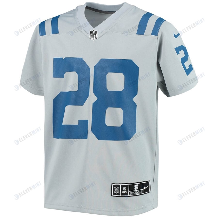 Jonathan Taylor 28 Indianapolis Colts Youth Inverted Team Game Jersey - Gray