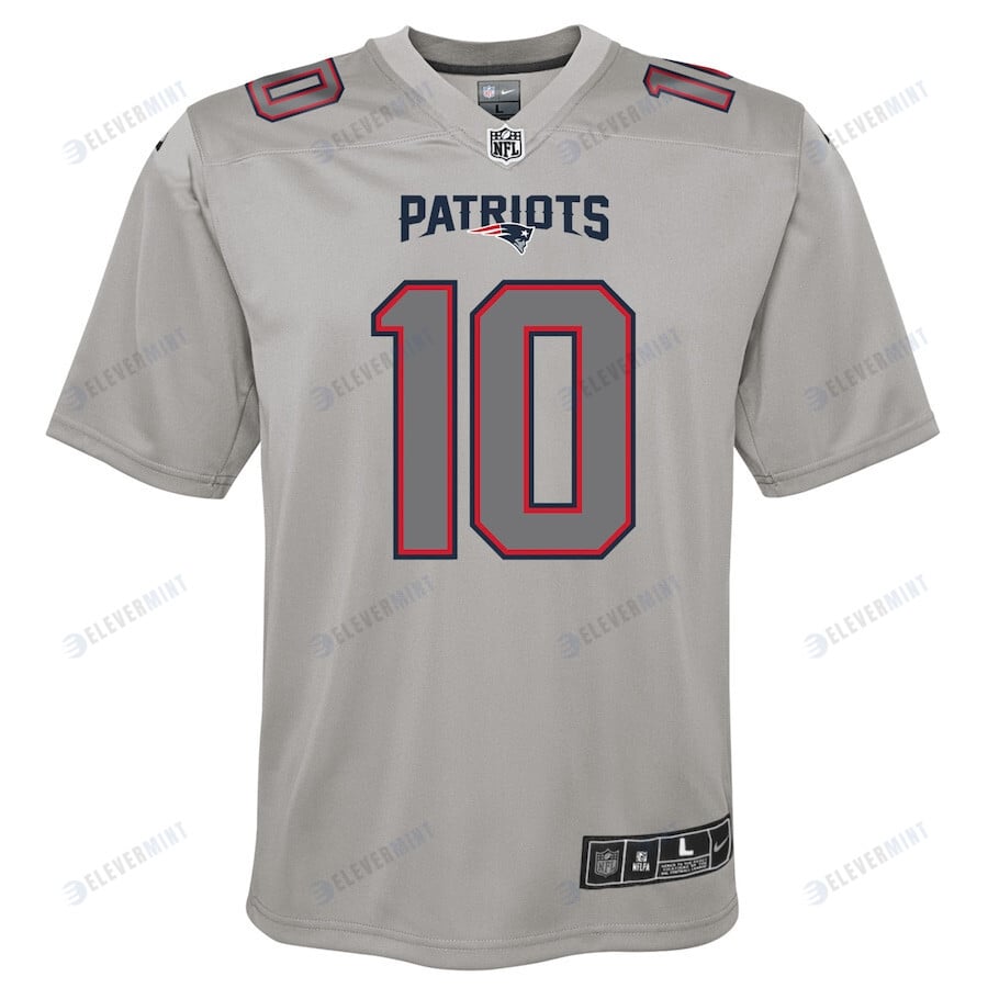Mac Jones 10 New England Patriots Youth Atmosphere Fashion Game Jersey - Gray