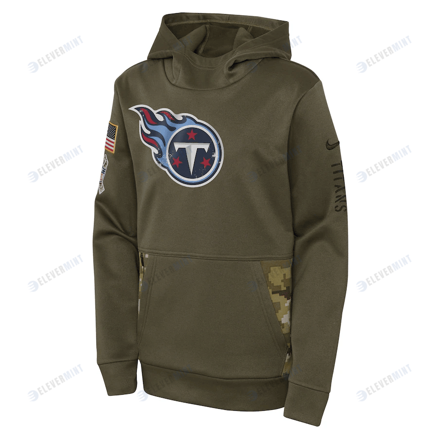 Tennessee Titans Youth 2022 Salute To Service Performance Pullover Hoodie - Olive