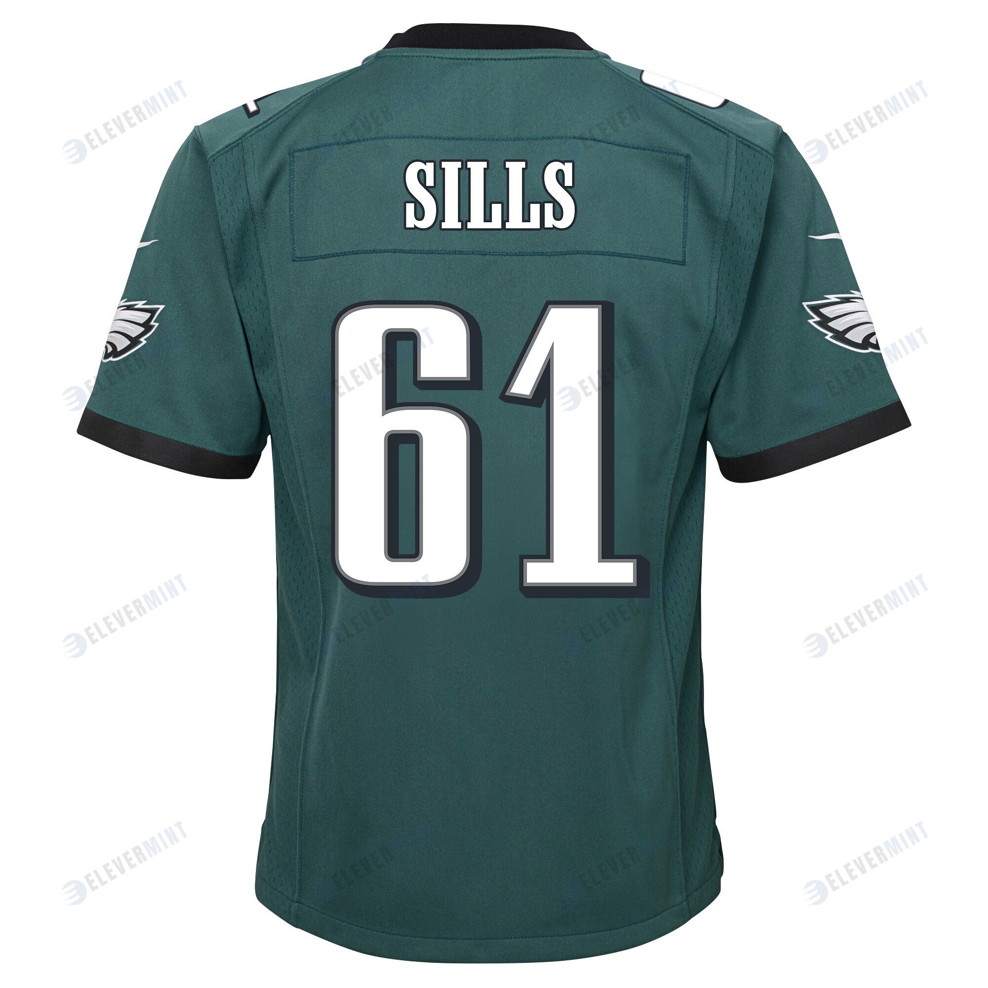 Josh Sills 61 Philadelphia Eagles Super Bowl LVII Champions 2 Stars 2 Stars Youth Game Jersey - Black