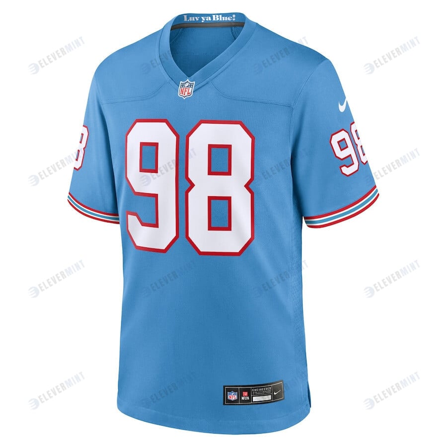 Jeffery Simmons 98 Tennessee Titans Oilers Throwback Alternate Game Men Jersey - Light Blue