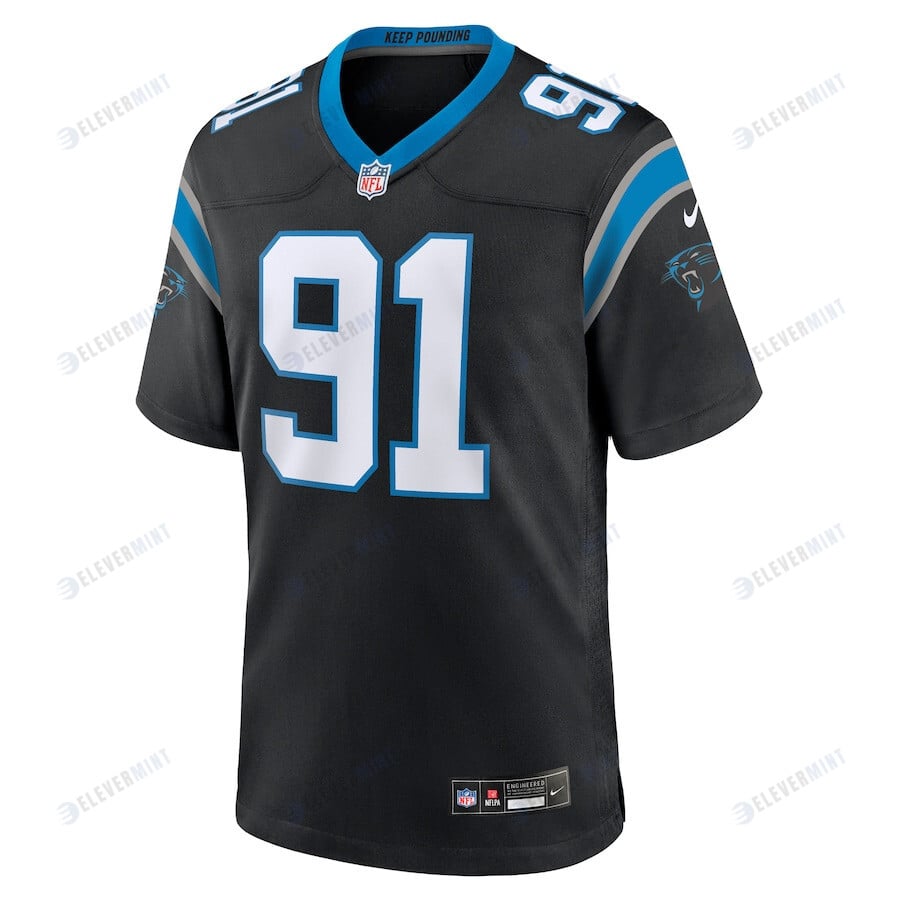 Nick Thurman 91 Carolina Panthers Men's Team Game Jersey - Black