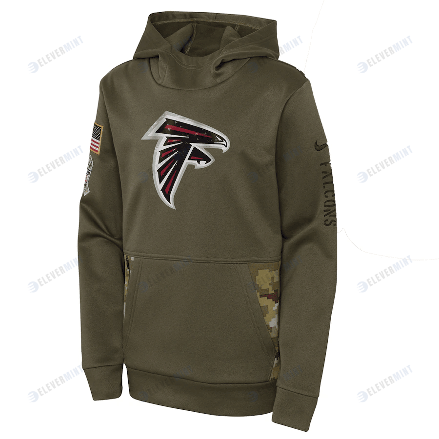 Atlanta Falcons Youth 2022 Salute To Service Performance Pullover Hoodie - Olive