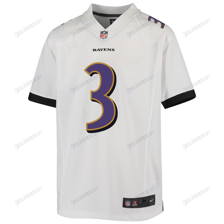 Odell Beckham Jr. 3 Baltimore Ravens Game Youth Jersey - White
