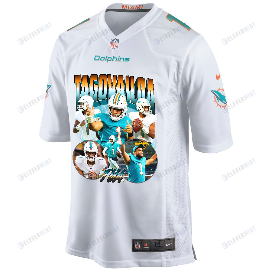 Tua Tagovailoa 1 Miami Dolphins Hawaiian Hero Game Jersey, White- Men