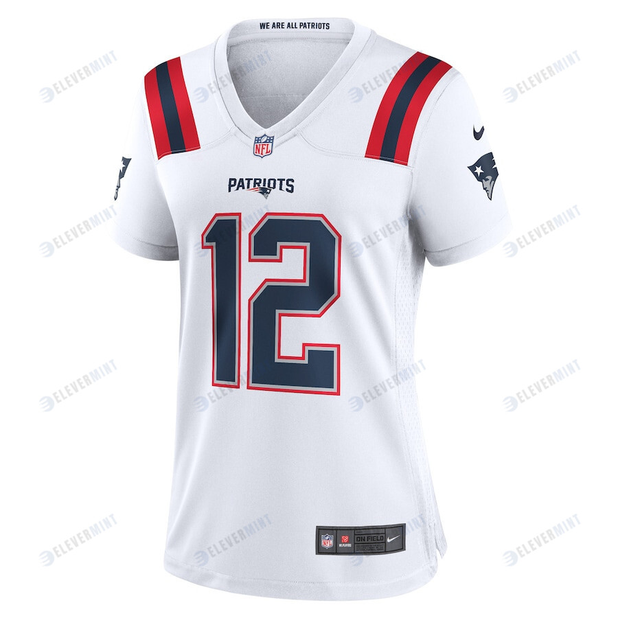 Tom Brady 12 New England Patriots Women Retired Game Jersey - White