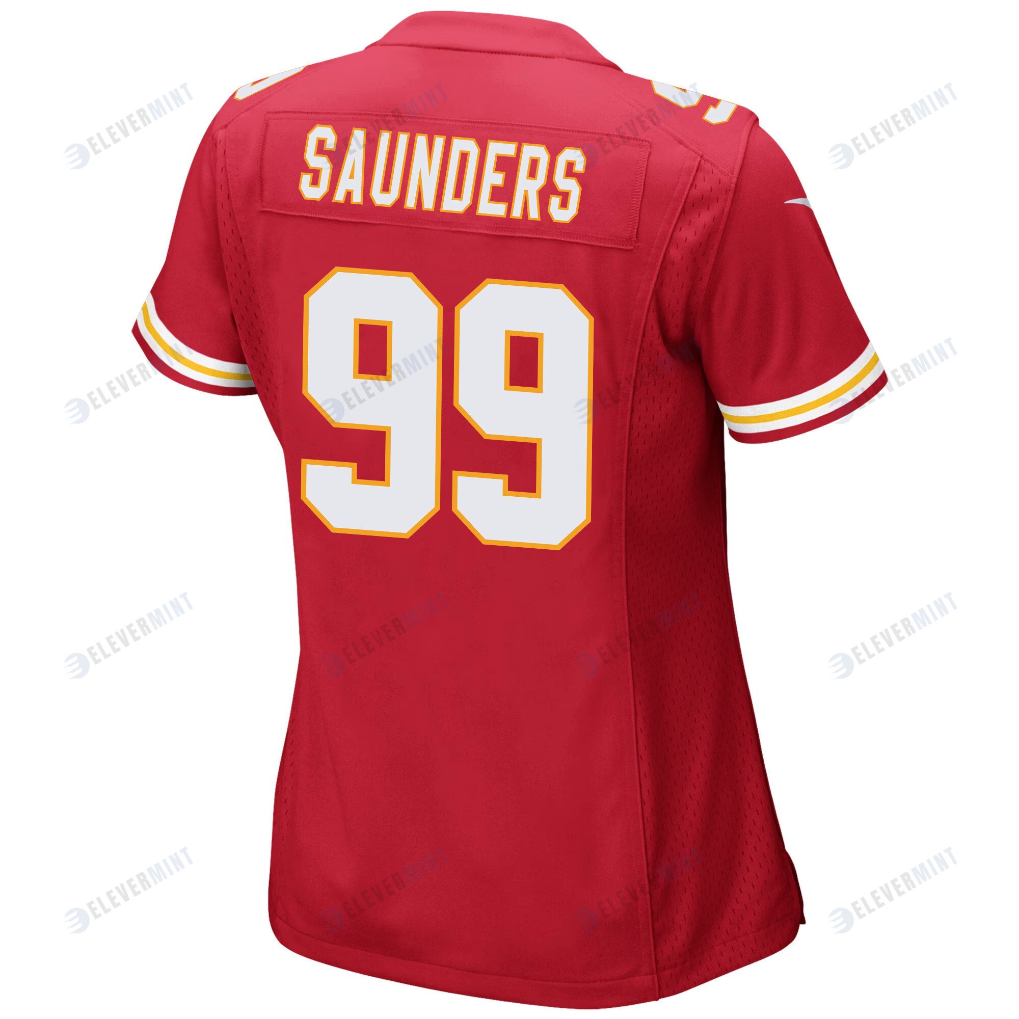 Khalen Saunders 99 Kansas City Chiefs Super Bowl LVII Champions 3 Stars Women Game Jersey - Red
