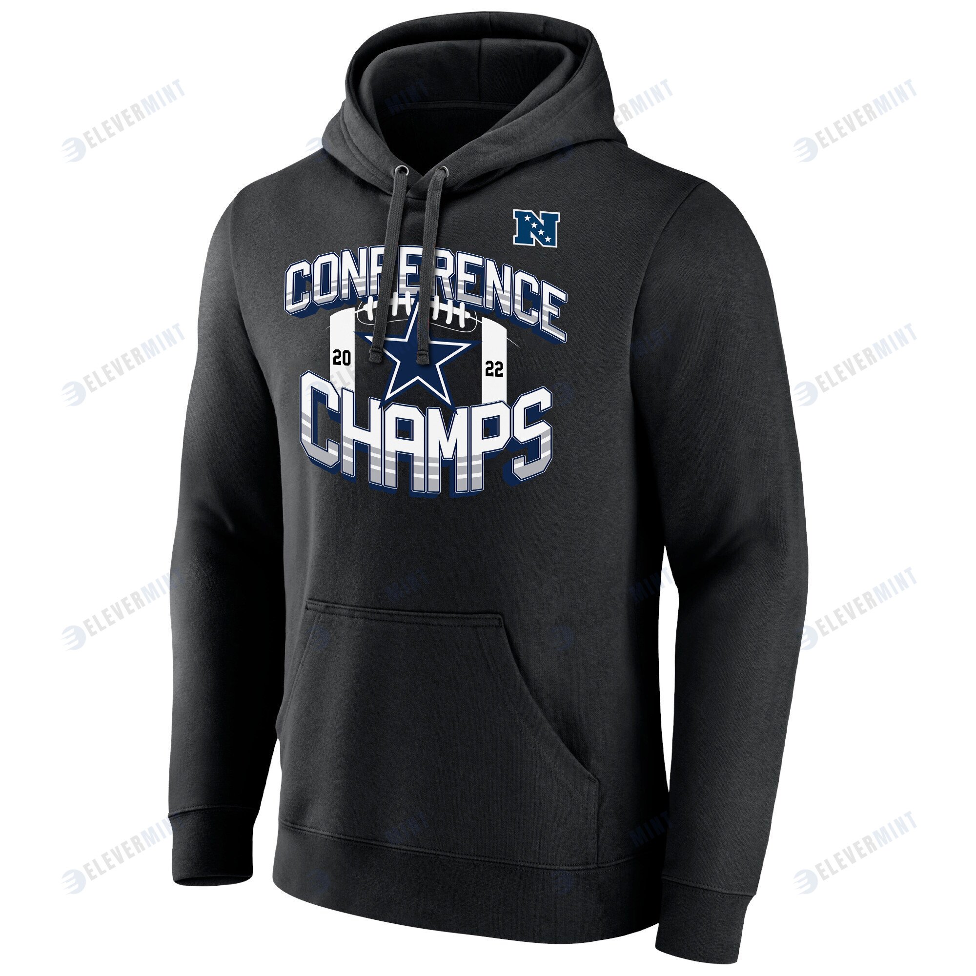 Dallas Cowboys 2022 NFC Conference Champions Icon Bold Pullover Hoodie - Black