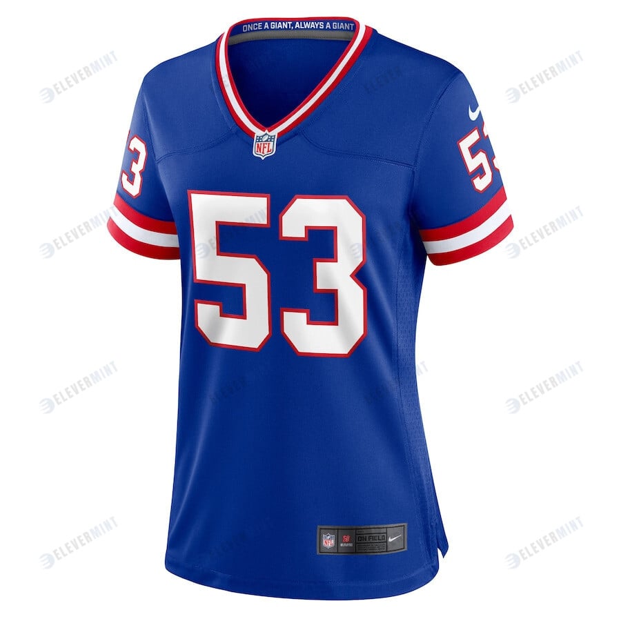 Harry Carson 53 New York Giants Women Classic Retired Game Jersey - Royal