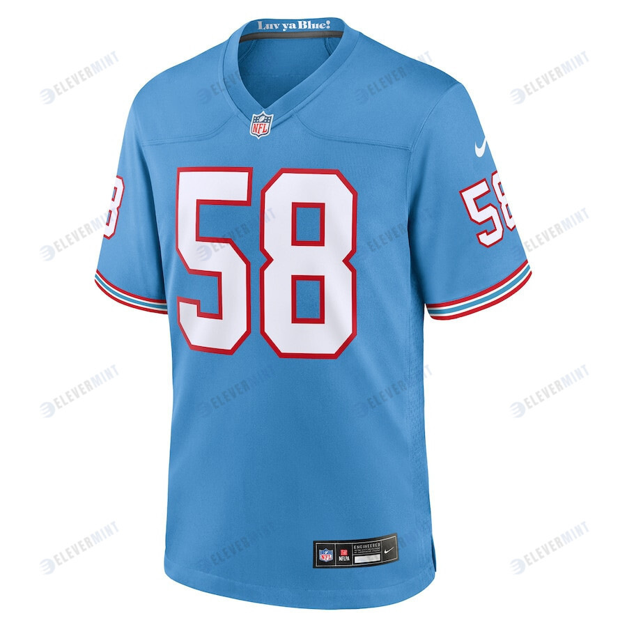 Harold Landry III 58 Tennessee Titans Oilers Throwback Alternate Game Men Jersey - Light Blue