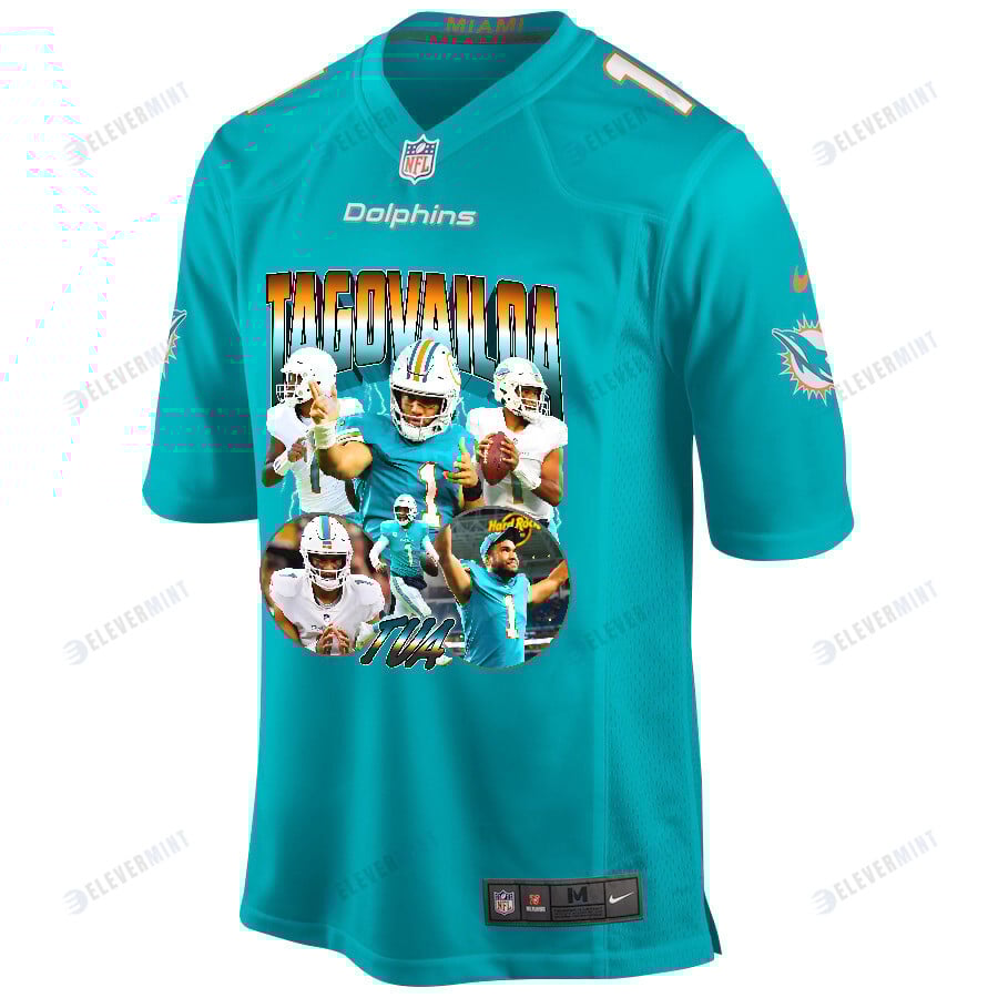 Tua Tagovailoa 1 Miami Dolphins Hawaiian Hero Game Jersey, Aqua- Men