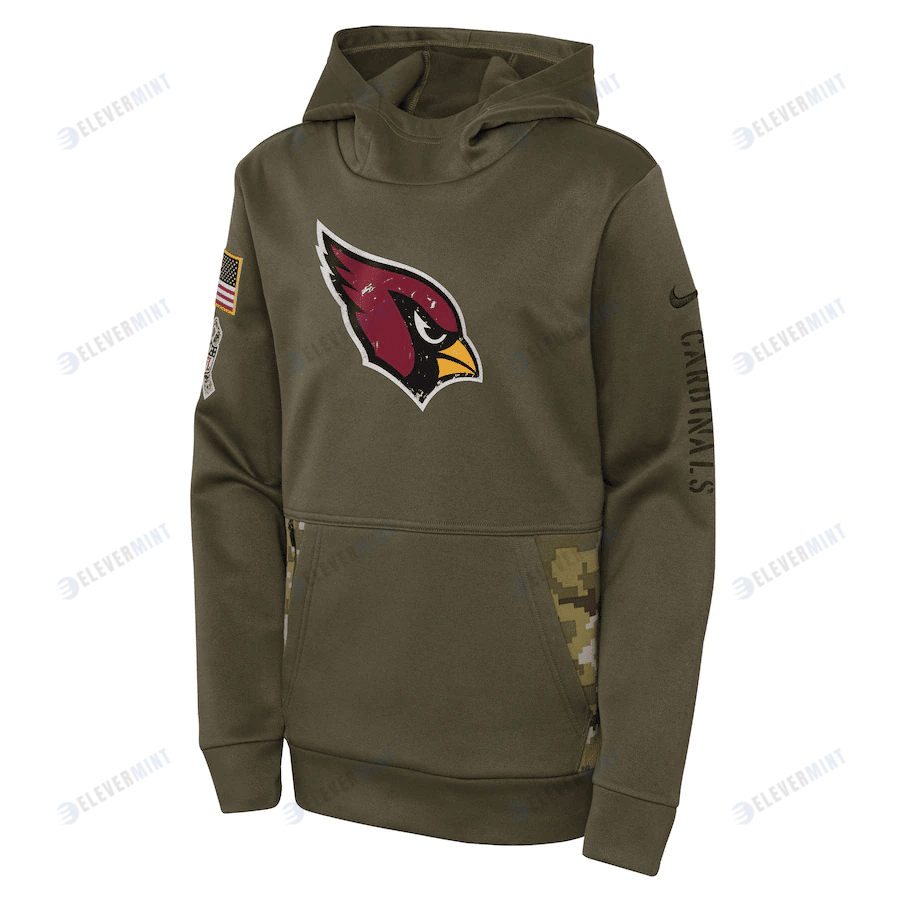 Arizona Cardinals Youth 2022 Salute To Service Performance Pullover Hoodie - Olive