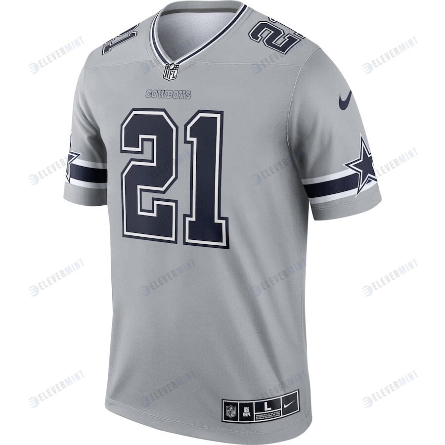 Ezekiel Elliott 21 Dallas Cowboys Inverted Legend Jersey - Gray