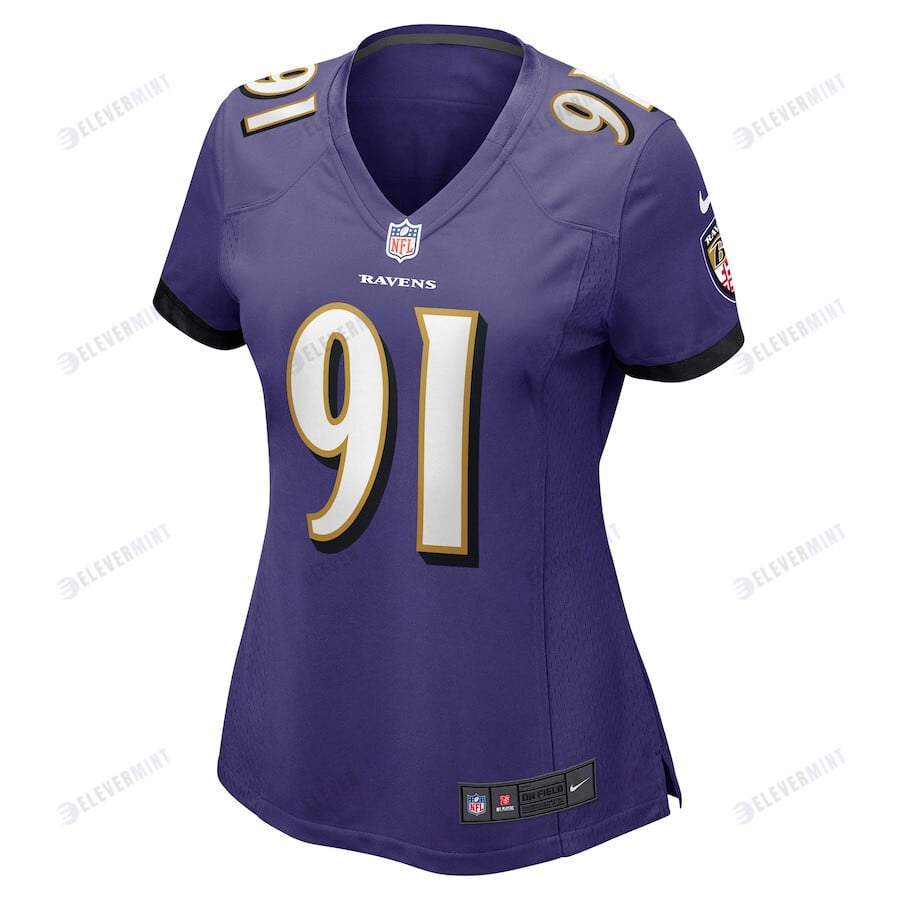 Rayshad Nichols 91 Baltimore Ravens Women's Game Player Jersey - Purple