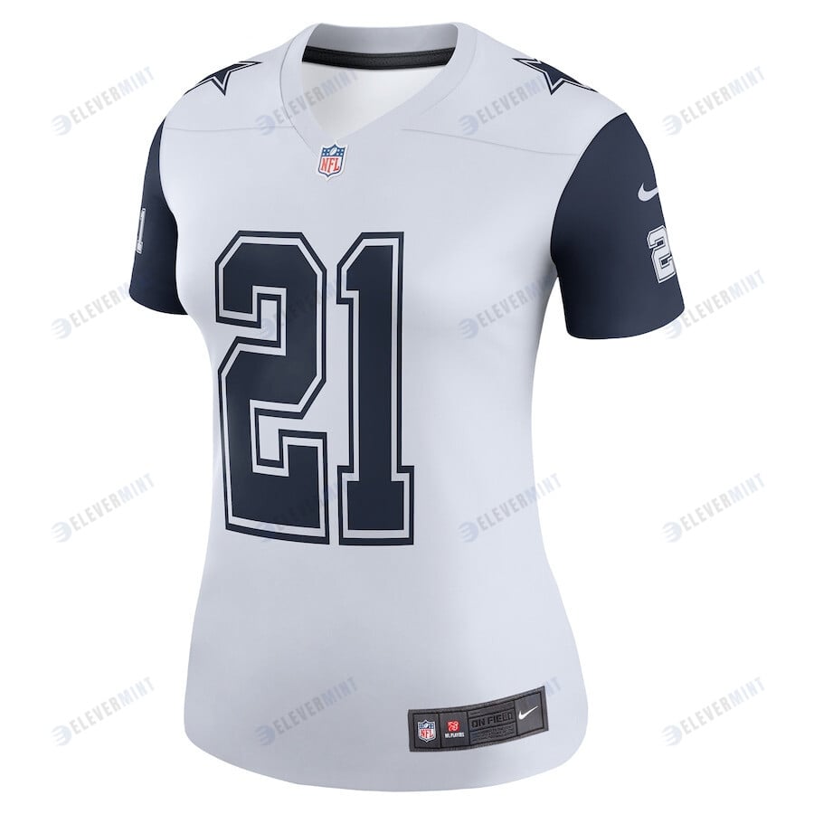 Ezekiel Elliott 21 Dallas Cowboys Women's Color Rush Legend Player Jersey - White