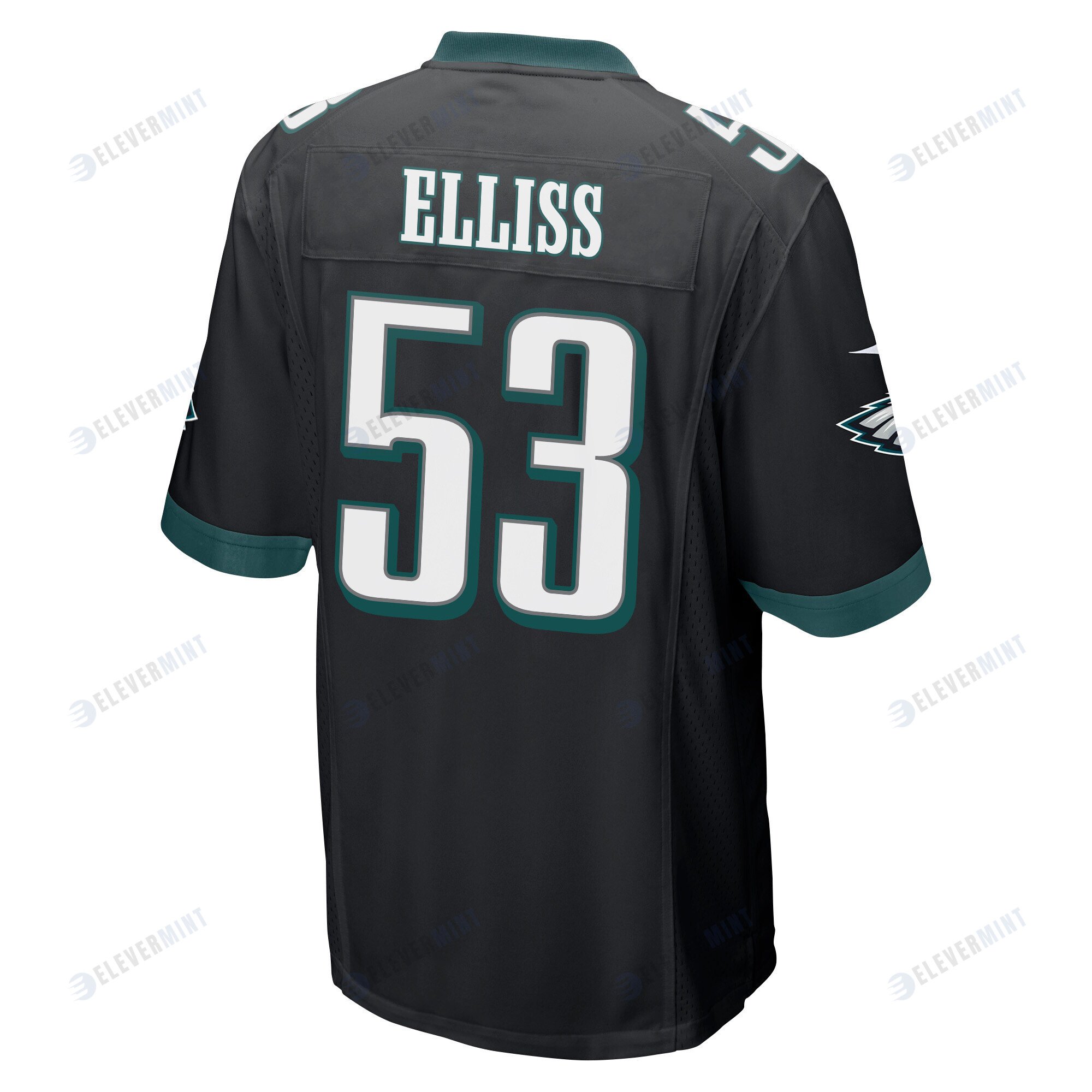 Christian Elliss 53 Philadelphia Eagles Super Bowl LVII Champions 2 Stars Men Game Jersey - Black