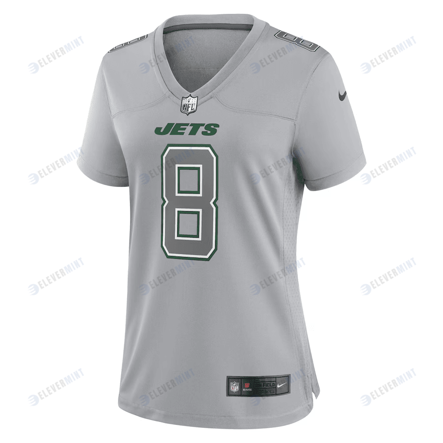 Aaron Rodgers 8 New York Jets Women Atmosphere Fashion Game Jersey - Heather Gray