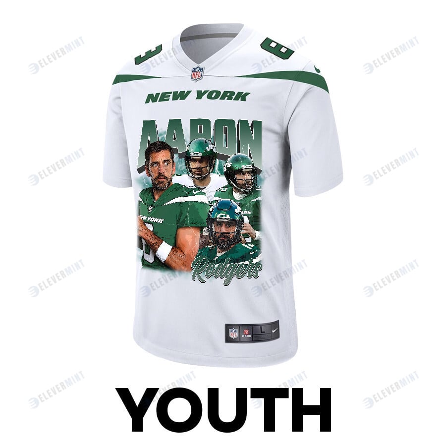 Aaron Rodgers 8 New York Jets Legacy Game YOUTH Jersey - White