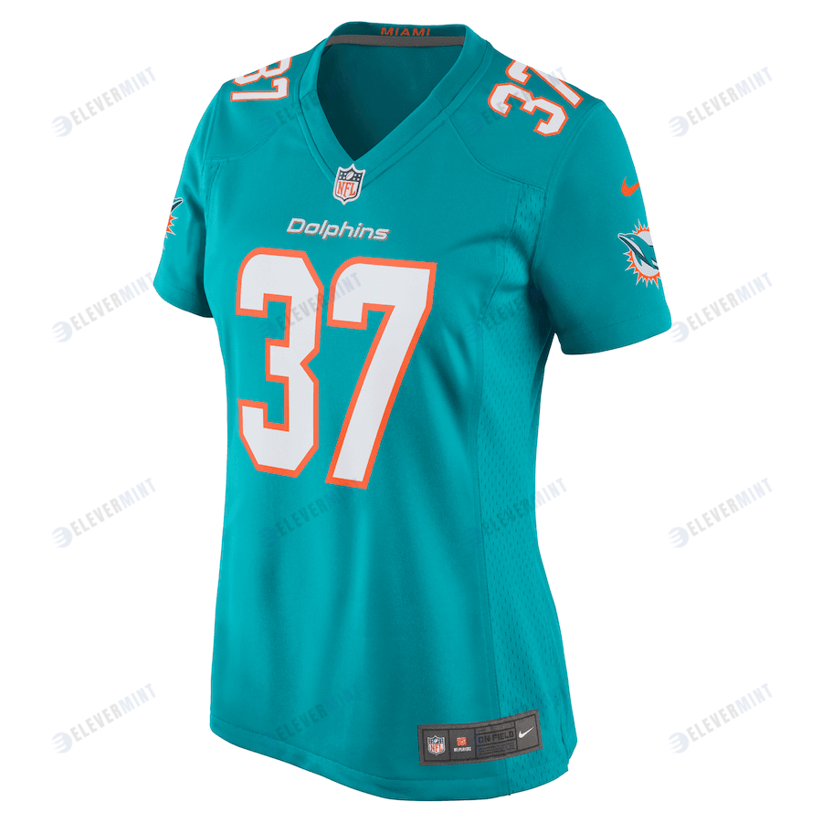 Darrynton Evans 37 Miami Dolphins Women Team Game Jersey - Aqua