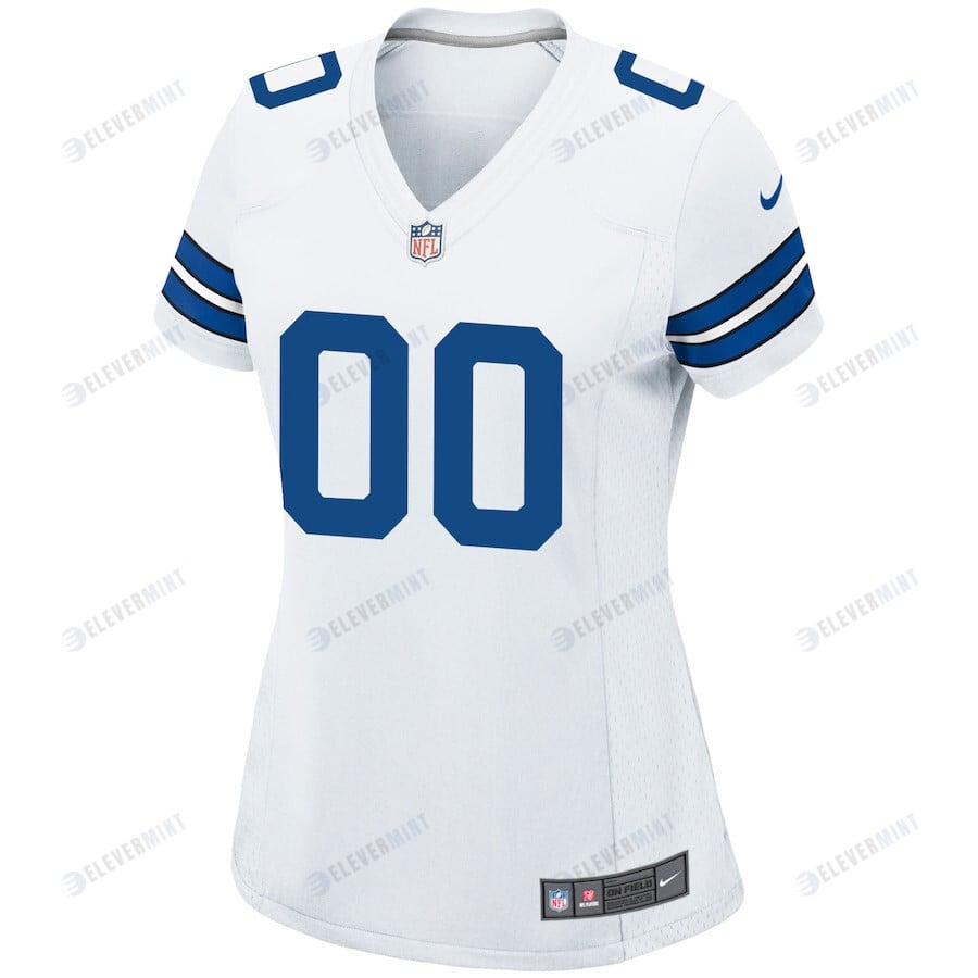 Dallas Cowboys Women's Custom 00 Game Jersey - White