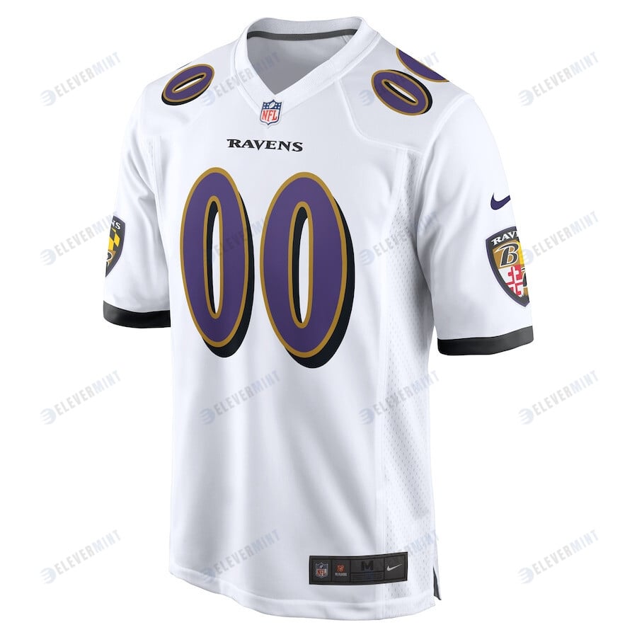 Baltimore Ravens Custom 00 Game Jersey - White