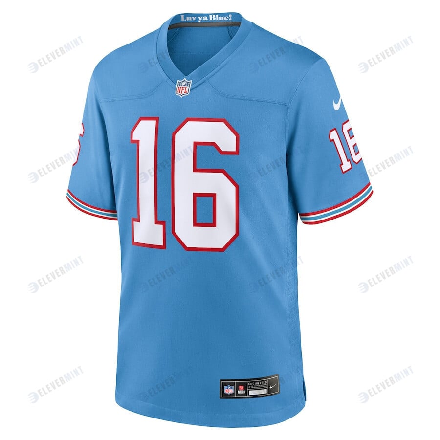 Treylon Burks 16 Tennessee Titans Oilers Throwback Alternate Game Men Jersey - Light Blue
