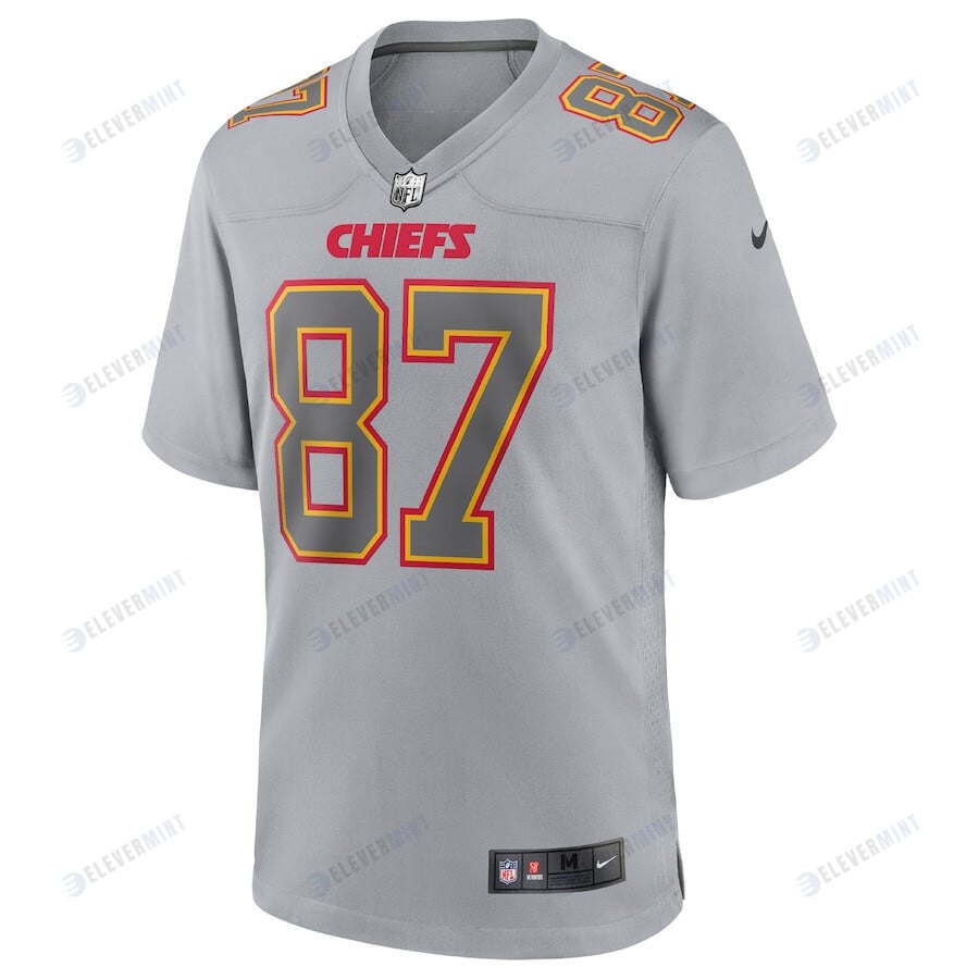 Travis Kelce 87 Kansas City Chiefs Atmosphere Fashion Game Jersey - Gray