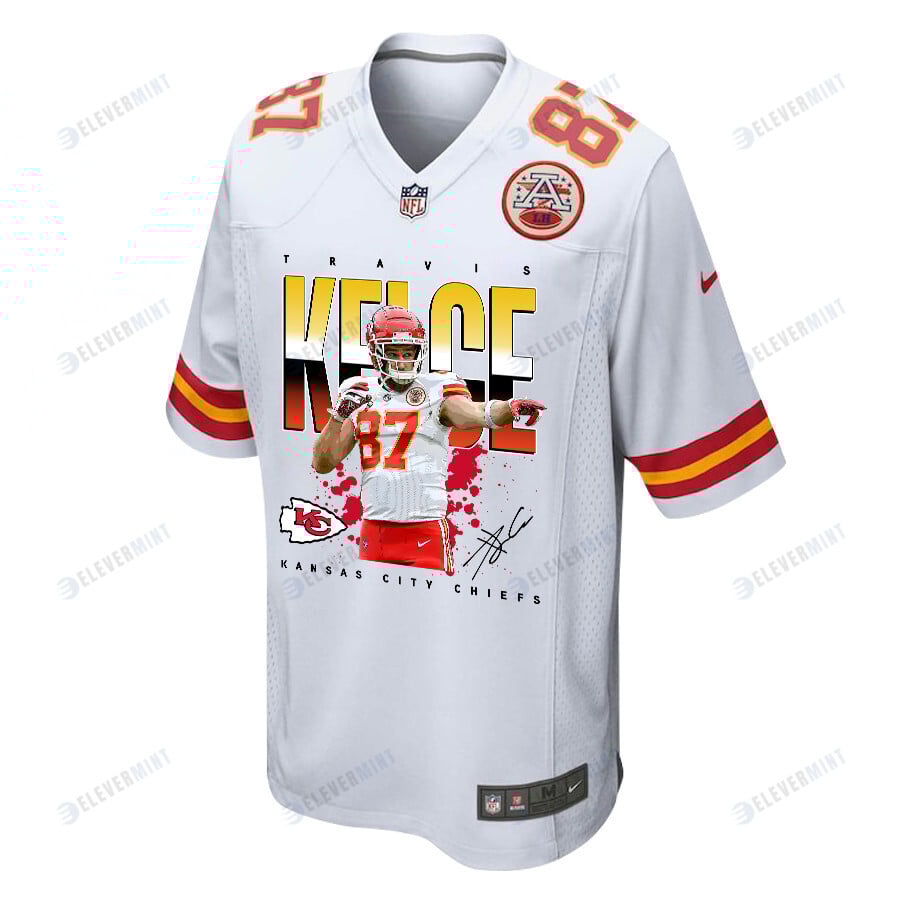 Travis Kelce 87 Kansas City Chiefs Catching Fire Game Jersey - Men, White
