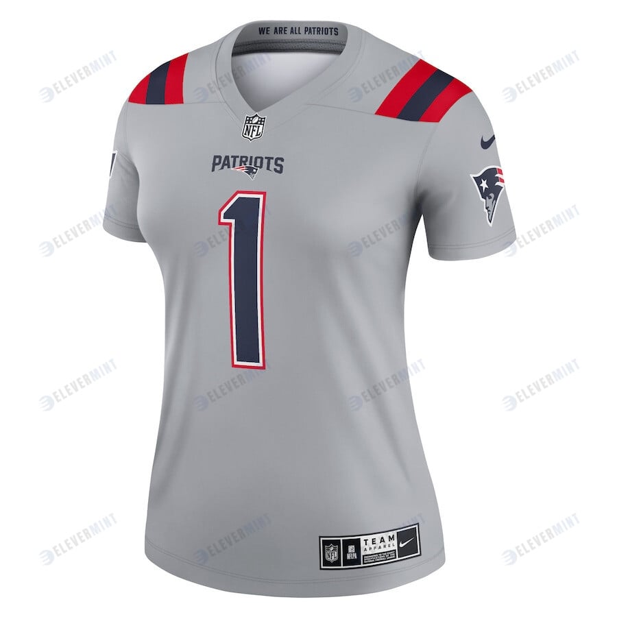 Cam Newton 1 New England Patriots Women Inverted Legend Jersey - Gray