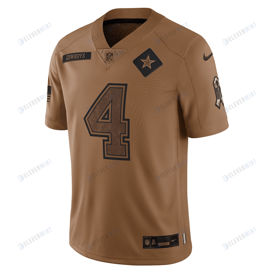 Dak Prescott 4 Dallas Cowboys 2023 Salute To Service Limited Jersey - Brown