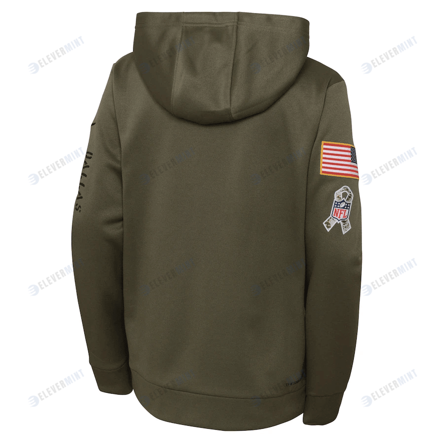 Dallas Cowboys Youth 2022 Salute To Service Performance Pullover Hoodie - Olive