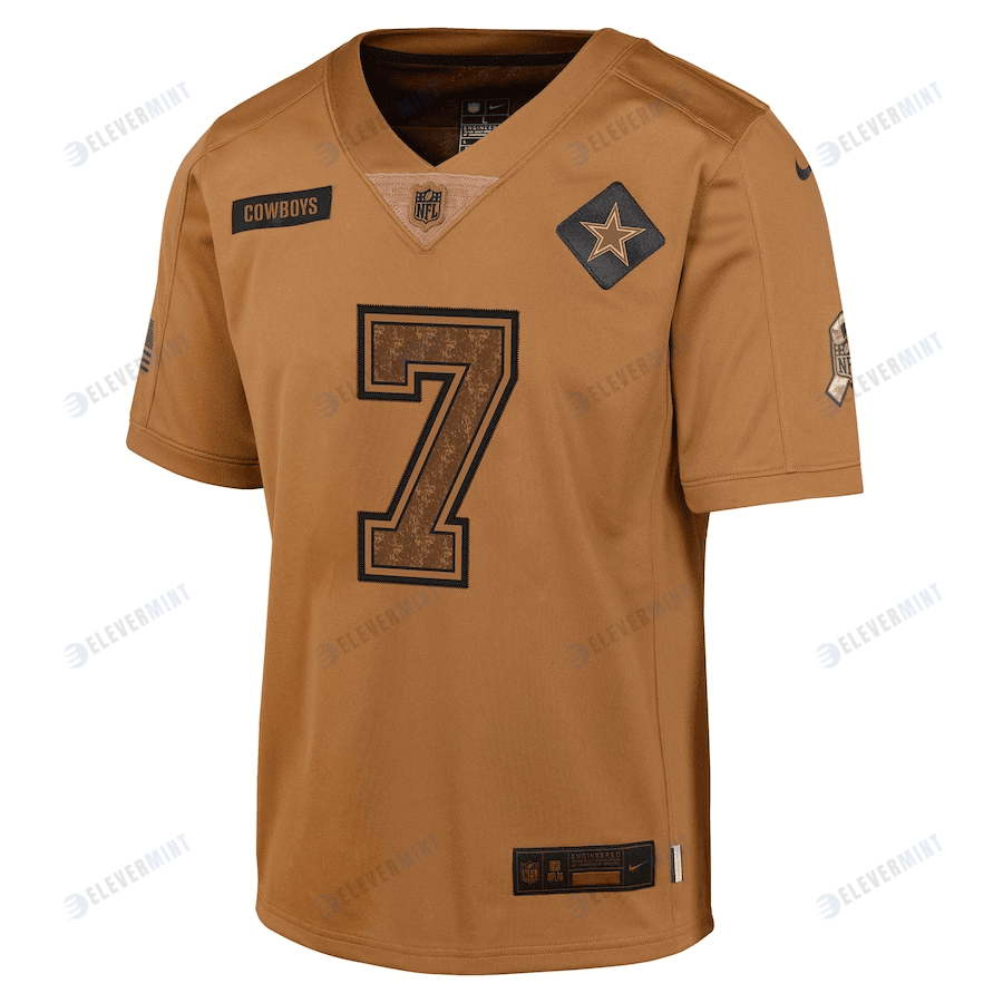 Trevon Diggs 7 Dallas Cowboys 2023 Salute To Service Limited YOUTH Jersey - Brown
