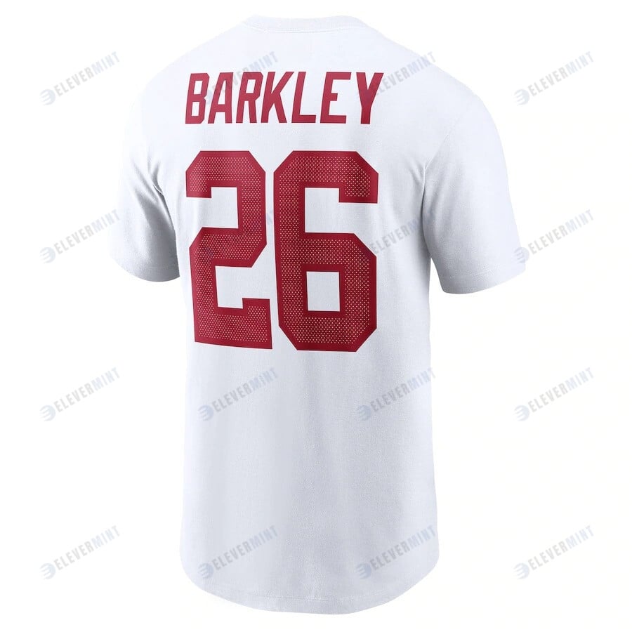 Saquon Barkley 26 New York Giants Name & Number T-Shirt - White