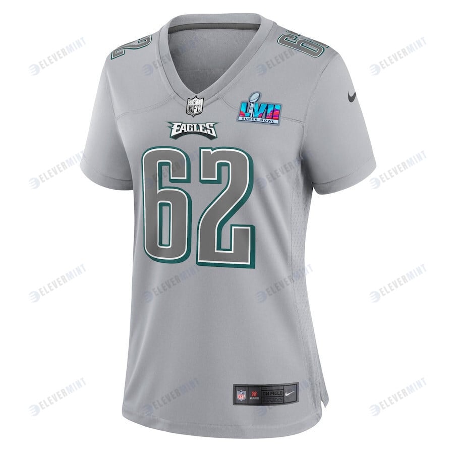 Jason Kelce 62 Philadelphia Eagles Women Super Bowl LVII Patch Atmosphere Fashion Game Jersey - Gray