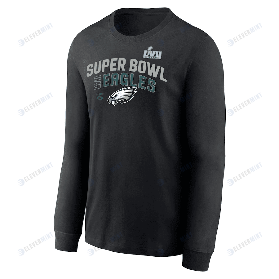 Philadelphia Eagles Super Bowl LVII Team Logo Lockup Long Sleeve T-Shirt - Black
