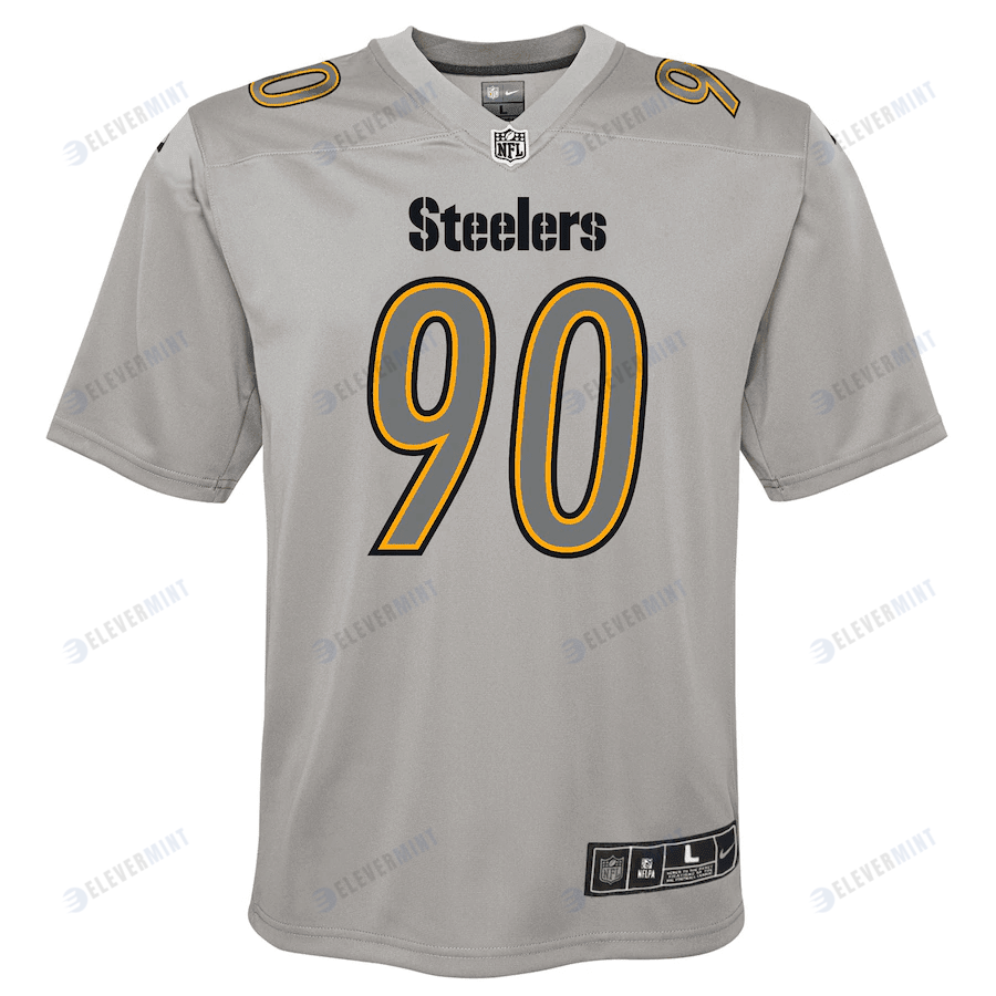 T.J. Watt 90 Pittsburgh Steelers Youth Atmosphere Game Jersey - Gray